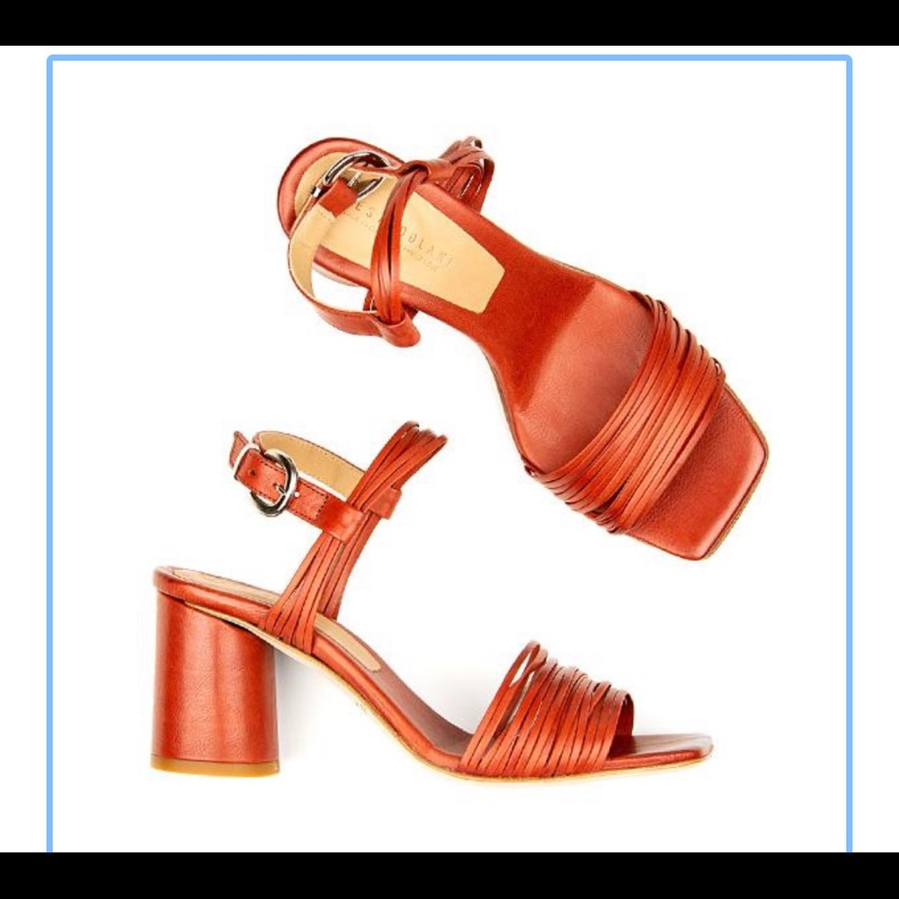 ERNESTO DOLANI red leather strapy sandals size 37
